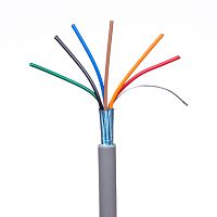 Кабель сигнальный коммуникационный 6 проводов, 26AWG, бухта 50м, экранированный, серый 